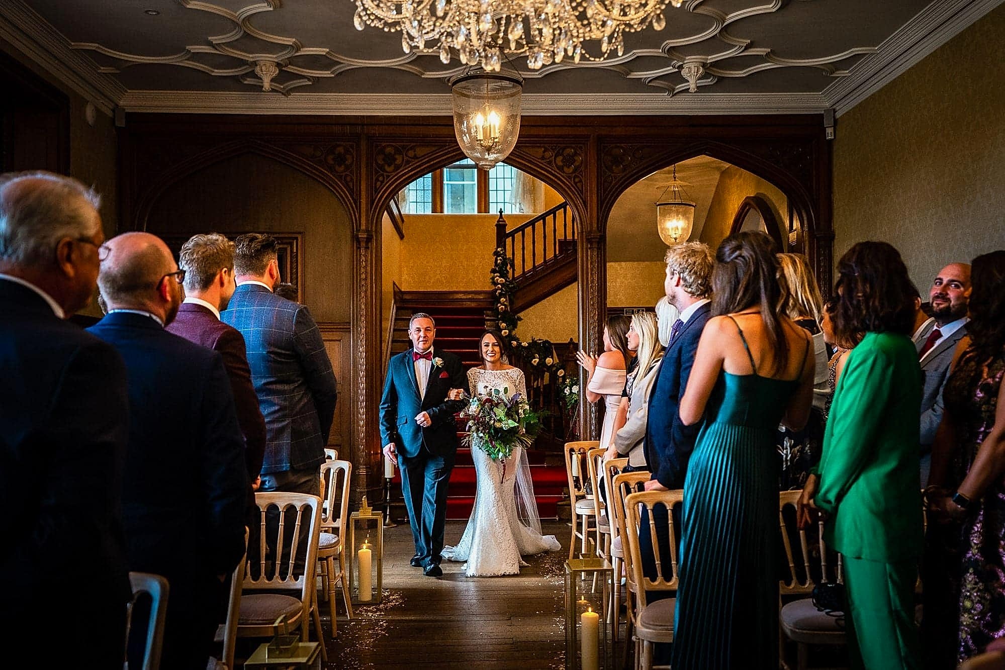 Froyle Park Wedding Photography - Bride walking down aisle with her father